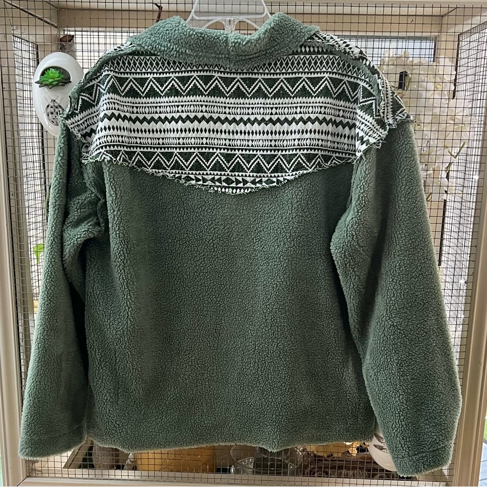 Southern Grace Green Southwest Patterned Women's Fleece Jacket L-XL - Picture 6 of 7